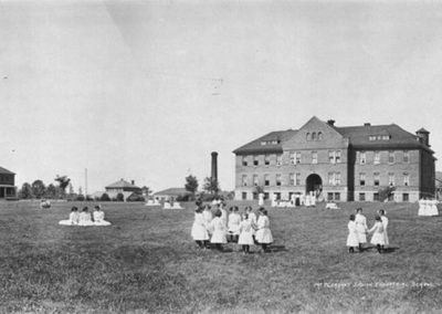 Mt. Pleasant Indian Industrial School (close up). Retrieved from the Library of Congress.